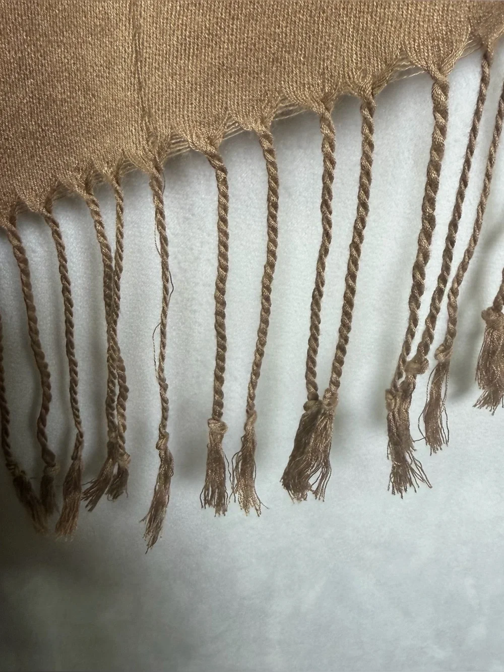 Pashmina 100% Cashmere Scarf Shawl Wrap Camel Tan Fringe Oversized Luxury 65x29